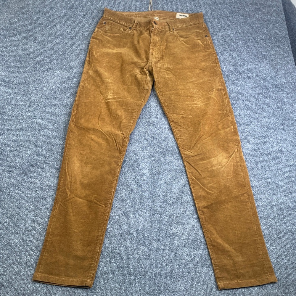 Todd Snyder Mens Stretch Corduroy Pants Tobacco Brown Italian Fabric 30x32 Slim